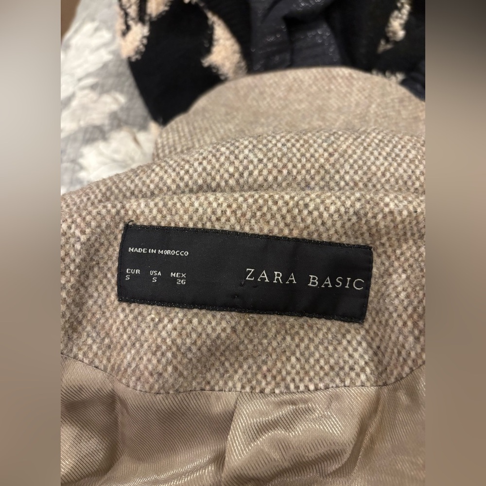 Zara Basic Beige Cowl Neck Long Pea Coay - Picture 8 of 8